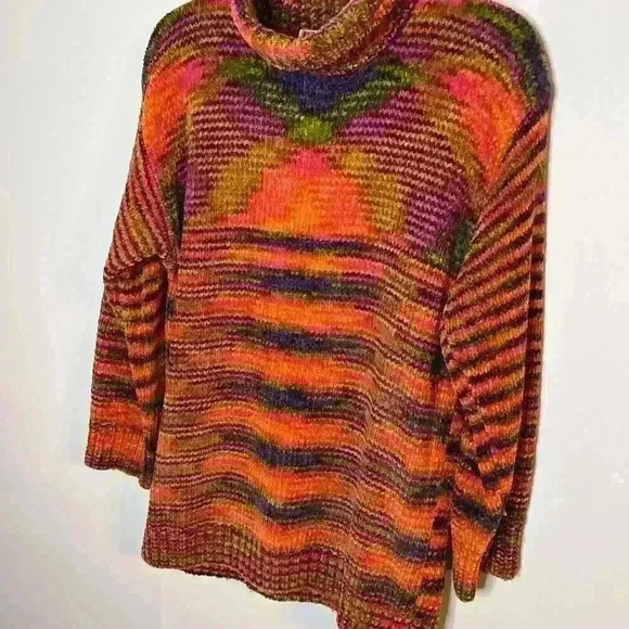 One Step Up Womens Vintage Sweater Med Knit 80’s Oversized Lagenlook Colorful - Picture 2 of 8